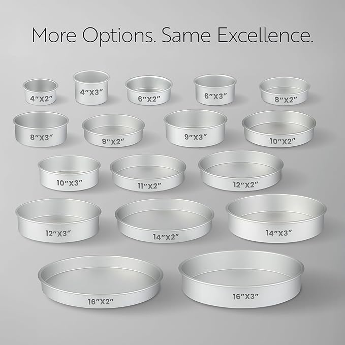 Restaurantware-Met Lux 16 x 2 Inch Straight-Sided Baking Tins, 12 Round Cake Pans - Oven-Ready, Freezable, Anodized Aluminum Round Baking Pans, Greaseproof, For Layer Birthday Cakes