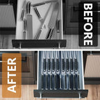 Domax Bamboo In-drawer Knife Block - Knife Drawer Organizer Insert Large Handle Steak Knife Holder, Kitchen Drawer Knife Organizer Fits for 16 knives and 1 Sharpening Steel (Not Included), Gray