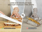 Resharpenable Bread Knife for Homemade Bread, 11.6-Inch Multifunction Serrated Knife with 5 Thickness Adjustable Slicing Guide, Stainless Steel Bread Cutter, Razor Sharp for Sourdough, White