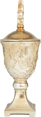 Deco 79 Polystone Solid Decorative Jars, 7" x 7" x 19", Gold
