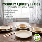 Raj Palm Leaf Plates Plates like Bamboo plates Disposable, Decorative Compostable Tableware for wedding, Lunch, Dinner, Birthday, Camping, Outdoor BBQ, Picnic (9.5"x50 7"x50 (100 Pack))