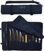 Asaya Canvas Chef Knife Roll Bag - 10 Knife Slots and a Large Zipper Pocket - Durable 10oz Canvas Knife Case with an Adjustable Shoulder Strap - Knives not Included
