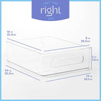 Plastic Food Storage 4 Pack Clear Container Bin with Handles for Organizing Kitchen, Pantry, Refrigerator, Freezer, Pantry, Cabinet, Closet, Bathroom. Stackable 10”x8”x3”