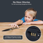 Upgraded Combination Lock Bamboo Locking Kitchen Knife Storage – Secure & Eco-Friendly Wooden Knife Box with Improved Quality, Fits in Drawers & Keeps Knives Safe (Black)