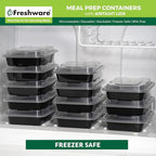 Freshware Meal Prep Containers [50 Pack] 1 Compartment with Lids, Food Storage Containers, Bento Box, BPA Free, Stackable, Microwave/Dishwasher/Freezer Safe (24 oz)