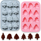 2 Pcs Christmas Tree Silicone Molds, 6 Types 12 Cavity Christmas Tree Shaped Candy Baking Moulds, for Chocolate Jelly Soap Fondant Candy Candles Pastry Gummies Cake DIY Decorating