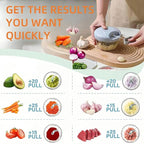Manual Food Processor Vegetable Chopper, Portable Hand Pull String Garlic Mincer Onion Cutter for Veggies, Suitable for Vegetables, Ginger, Garlic, Fruits, Onion, Potato, Salad (Blue 500 ml)