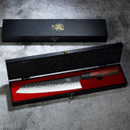 MITSUMOTO SAKARI Kiritsuke Chef Knife 9 inch - Hand Forged Japanese Kitchen Knives, 3-Layer 9CR18MOV High Carbon Steel, Rosewood Handle & Sandalwood Box