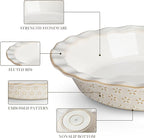 MALACASA 9 Inch Pie Pan, Embossed Deep Dish Plate, 45 OZ Round Quiche Baking Dish for Oven, Fluted for Apple Pie and Quiche, Set of 2, Series LYDIA