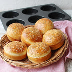 2 Pcs English Muffin Pans, 3.6 Inch Non-Stick 6 Cup Straight Side Cupcake Pan, Hamburger Bun Pan for Home/Kitchen Baking(Lid NOT Included)