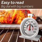 Efeng Large in Oven Thermometer for Electric or Gas Oven (2 packs) -Large Hook Baking Thermometer,Cooking Thermometer with NSF quality & non fading color dial oven safe after long time cooking