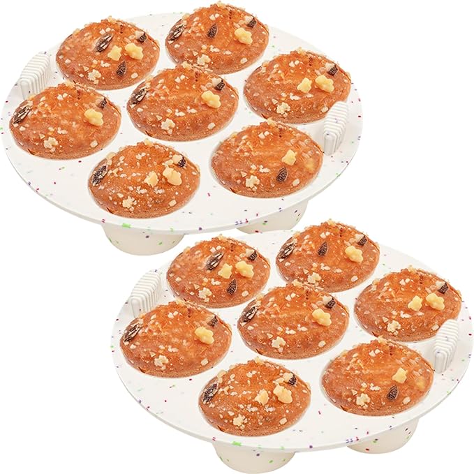 GOKCEN's Silicone Egg Bite Molds [2 Pack] Instant Pot Accessories - Fit Instant Pot 5,6,8 qt Pressure Cooker - Food Freezer Tray - Reusable Storage Container (Round - Confetti)