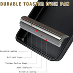 Toaster Oven Pans Set of 2, Shinsin 11-Inch Nonstick Baking Sheet Pans and Trays, 1/8 Thicker Replacement Small Baking Tray Accessories for Cookie, Non Toxic and Easy Clean and Diswasher Safe,Black
