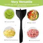 QPQ Good Grips Scoop And Avocado Masher Tool, Guacamole Masher- Slicing & Smashing, Ergonomic Non-Slip Handle, Perfect for Guacamole, Soft Fruits & Vegetables (Black)（Gift 3-in-1 Avocado Slicer）