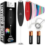 Zulay Kitchen Handheld Milk Frother with Duracell AA Batteries – Ultra Fast Electric Mixer & Foam Maker, Easy-Clean Drink Mixer for Coffee & More