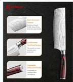 KEEMAKE Nakiri Knife Meat Cleaver: 7 Inch Razor Sharp Chef Kitchen Knife for Cutting Vegetable Cooking Knives - Multipurpose High Carbon Stainless Steel with Pakkawood Handle, Gift box and Sheath
