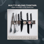 24" Magnetic Knife Holder for Wall with 2x Storage - Safe, Patented Storage Design - Stainless Steel Knife Magnetic Strip, Under Cabinet Knives Storage - Magnet Strip Rack Kitchen Utensil Organizer