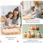 Silicone Muffin Pans for Baking 2 Pack, 2.6 Inch with Metal Reinforced Frame, Regular Size Nonstick Cupcake Pan 12 Cups for Baking Homemade Muffins, Dishwasher Safe BPA Free-Light Yellow