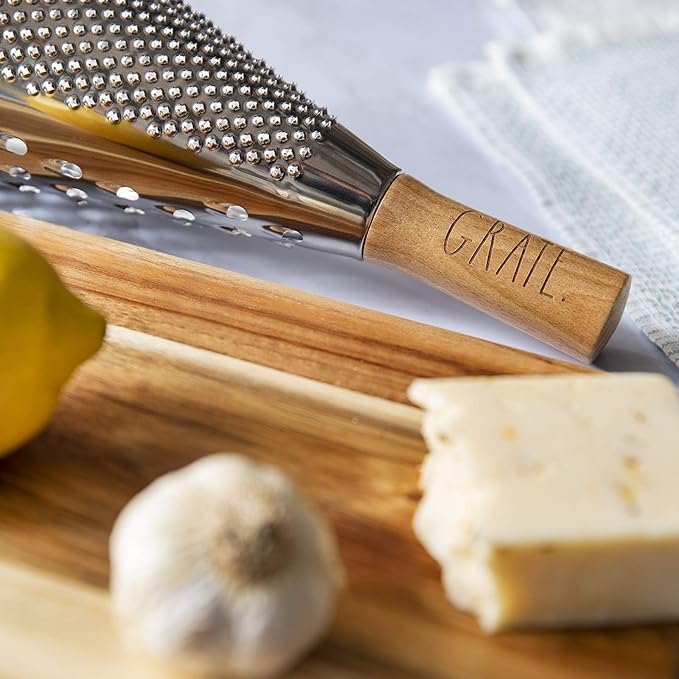 Rae Dunn Everyday Collection Multifunction Grater- Stainless Steel Grater and Zester for Cheese, Spices, Vegetables, Wood
