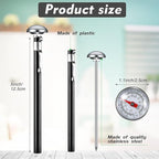 Xuhal 12 Pcs Stainless Steel Kitchen Thermometer with 5 Inch Long Stem 1 Inch Dial Thermometer Milk Frothing Food for Oven Probe Meat Grill BBQ Cooking Chocolate Water (Black)