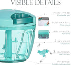 Ourokhome Manual Food Processor Vegetable Chopper, Portable Hand Pull String Garlic Mincer Onion Cutter for Veggies, Ginger, Fruits, Nuts, Herbs, etc., 650ml, Blue
