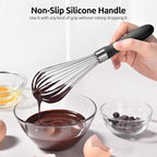 U-Taste 9" Small Egg Whisk: 18/10 Stainless Steel Kitchen Cooking Wire Balloon Wisk, Heavy Duty Metal Beater Stirrer, Manual Baking Tool with 6 Flex Wires for Hand Mixing, Blending Sauce (Black)