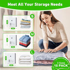 Vacuum Seal Bags for Clothing with Wireless Electric Pump - Travel & Home Use, 15 Pack Ideal Space Saver Vacuum Storage Bags, Travel Vacuum Bags for Luggage
