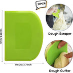SURDOCA Dough Scraper Bench Scraper - 3P 4.7x3.7" Plastic Flexible Bowl Scraper, Sharp Edge & Angles Cake Scraper. Non-Slip Bakeware Decorating Tools Sculpting & Modeling Tools - Green+Blue+Green