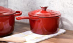 Larder & Vine 5-Piece Enameled Cast Iron Cookware Set - Includes 5.7 Quart Dutch Oven with Lid, 10.25 Inch Skillet, 2.2 Quart Saucepan with Lid (Cabernet)