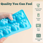 4 Pack Silicone Dog Treat Molds with Container and Ice Tong, Non-stick Puppy Paw and Bone Shaped Set with Bin, Silicone Mold for Pupsicle, Chocolate, Gummy, Candy, Baking, Jelly, Ice Cube, Pudding