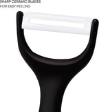 Cooking Light Ceramic Peeler Set with Ultra Sharp and Durable Blades, Ergonomic Handles Black and Red Kitchen Tools, 2 Piece, Black/Red