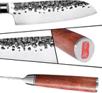 Santoku Knife 7 Inch,High Carbon Steel Ultra Sharp Asian Chef Knife with Brazilian Rosewood Handle and Gift Box for Family & Restaurant