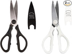 Rae Dunn Kitchen Scissors- Stainless Steel Kitchen Shears, Cooking Scissors for Cutting Meat, Chicken, Herbs and Produce with Blade Cover and Soft Grip Handles (Multi 2 Pack)