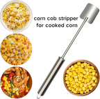 2025 NEW Long Handle Stainless Steel Corn Stripping Tool, Corn Cob Stripper,Corn Cutter, Corn Peeler,Easy Clean Corn Peeler Corn Cob Stripper Tool (2PC)