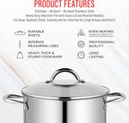 Stainless Steel Stockpot with Tempered Glass Lid 20 Quart, Durable 18/0 Stainless Steel, Impact-Bonded Base for Even Heating, Riveted Handles, Oven & All Stove Compatible, Safe Up To 500°F (260°C)