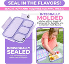 Bento Lunch Box with Insulated Bag, Ice Pack and Bento Accessories for Girls. Snack Containers with 4 Compartment Dividers for Toddlers Pre-School Daycare BPA Free Set, Utensils, Rainbow Unicorn