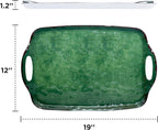 TP Serving Trays with Handles, 19 Inch Large Rectangular Melamine Serving Platter Set of 2, Retro Green