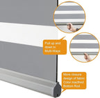 Persilux Cordless Zebra Blinds for Windows Shades (35.5" W x 64" H, Grey) Dual Layer Fabric Light Control for Day and Night Room Darkening Sheer Roller Shades for Home, Bedroom and Office