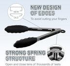 Premium Stainless Steel Heat Resistant Kitchen Tongs for cooking,set of 9" and 9" (Black),Non Scratch Silicone cooking Tong Tip for Cooking Pans,Strong Grip BBQ tongs for Grabbing Hot Food