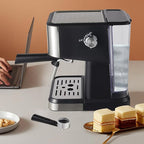 Coffee Machine, Spoon and Tamper Small Drip Coffee Machine, 1.5L Semi-automatic Coffee Machine, Latte Maker with Adjustable Shot Volume for Home