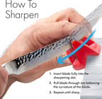 KitchenIQ 50883 - Edge Grip 2-Stage Knife Sharpener - Red - Coarse & Fine Sharpeners - Compact - Stable Non-Slip Base - Soft Grip Rubber Handle - Straight & Serrated Knives