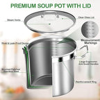 Stainless Steel 20 Quart Stockpot with Tempered Glass Lid, 3-Ply Base, 8.8 lbs, Polished Finish, Suitable for Stovetop and Oven