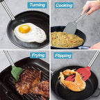 2 Pack Spatulas, Solid & Slotted Silicone Spatula Set, Stainless Steel Handle Coated with Silicone, Non Stick Turners, Heat Resistant Rubber Spatulas for Fish, Eggs, Pancakes, WOK, Teal