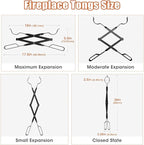 AGM Fireplace Tongs, 26" Fire Pit Accessories Firewood Tongs, Log Grabber for Thick logs, Heavy Duty Wrought Iron Fire Pit FireTongs, Campfire BBQ Stove Log Tweezers, Outdoor/Indoor Fire Pit Tools