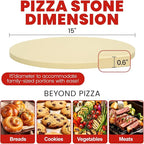 GOOD GAIN Pizza Stone for Oven Grill - 15'' Round Baking Stone for Bread, Pies | Cordierite Oven Stones for Cooking | Indoor,Outdoor | Durable, Heat Shock Resistant (Beige)