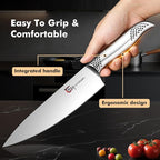 Japanese Knives Set for Kitchen, Magnetic Knife Set with Block and Sharpener, Stainless Steel Knife Set as Gift for Couple, Wedding, Women or Mom with Gift Box, 14 PCS Black Dot