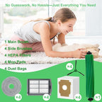 17 PCS Replacement Parts iRobot Roomba Plus 405 Combo/ 505 Combo Robot Vacuum Cleaner, Accessories Kit with 1 Main Brush, 4 Side Brushes, 4 HEPA Filters, 4 Mop Pads, 4 Dust Bags