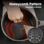 Hybrid Nonstick 2 QT Saucepan with Lid, Stainless Steel Honeycomb Pot with Two Pour Spouts,Compatible with All Cooktops,Dishwasher and Oven Safe