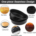 Round Cake Pans Set of 2, Non-stick Baking Cake Pan with 100 Pieces Parchment Paper, Dishwasher Safe Cake Baking Pans (8+9 Inch)