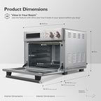 VAL CUCINA Retro Style Infrared Heating Air Fryer Toaster Oven, Extra Large Countertop Convection Oven 10-in-1 Combo, 6-Slice Toast, Enamel Baking Pan Easy Clean with Recipe Book, Green Color